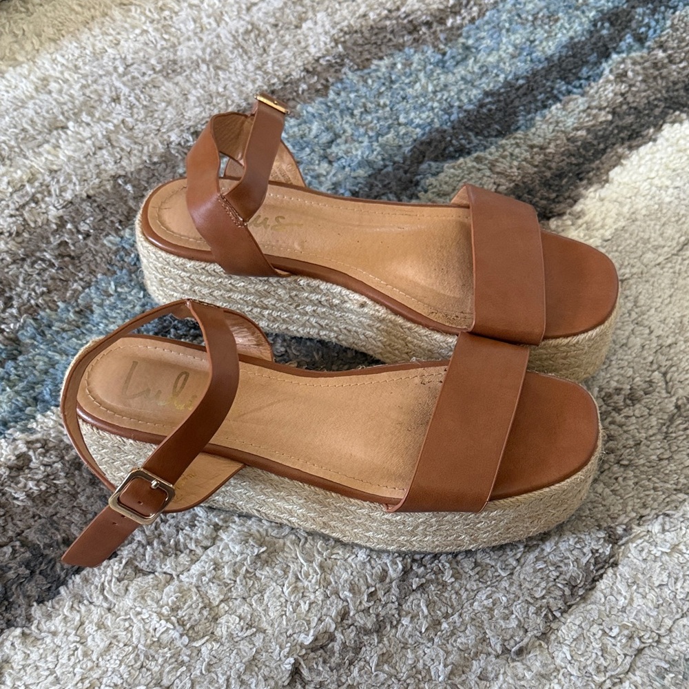 Lulu's Brown Platform Espadrille Sandals